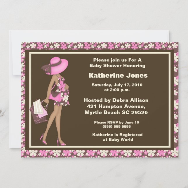 Mãe Afro-Americana para Ser um Convite Chá de fral (Frente)