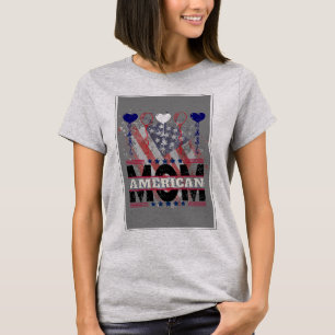 Mãe Americana T-Shirt - Patriotic USA Flag Balloon