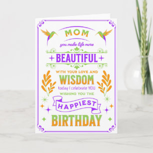 Mãe Aniversário, 5 x 7 cartão dobrável