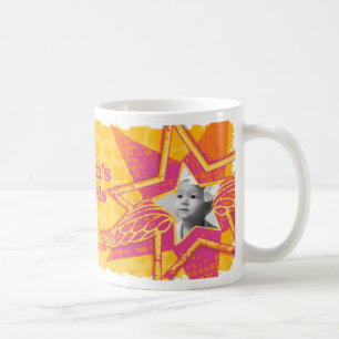 Mãe/Anjos de Mãe em estrelas amarela/rosa caneca f