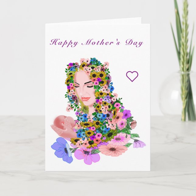 Mãe com pintura de cartão de Dia de as mães bebê (Frente)