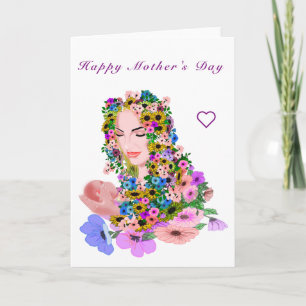 Mãe com pintura de cartão de Dia de as mães bebê