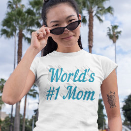 Mãe com texto azul-céu T-Shirt
