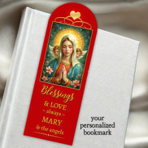 Mãe cristã Mary com bençãos de anjos