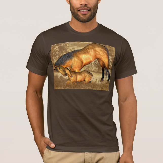 Mãe da camisa do cavalo T e potro, impressão T das (Frente)