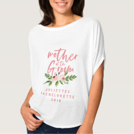 Mãe da camiseta cor-de-água floral cor-de-rosa