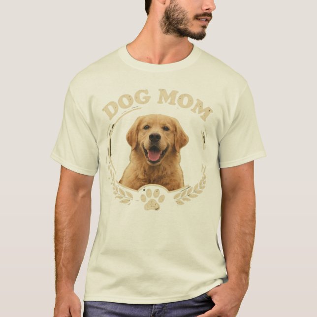 Mãe de Cachorro — Camiseta com Retrato de Golden R (Frente)