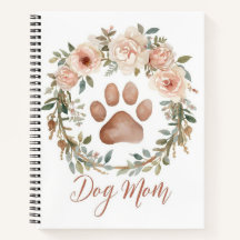 Mãe de Cachorro com Impressão de Pata Floral em Aq