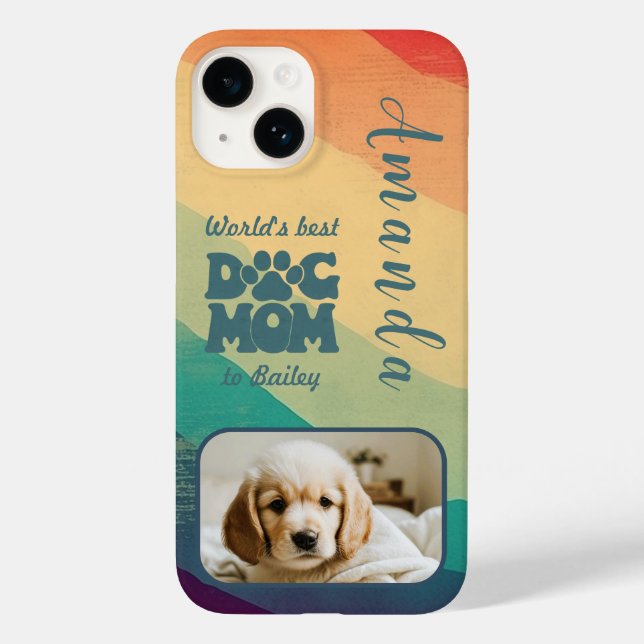 Mãe de Cachorro Foto Personalizada Retro Groovy (Verso)