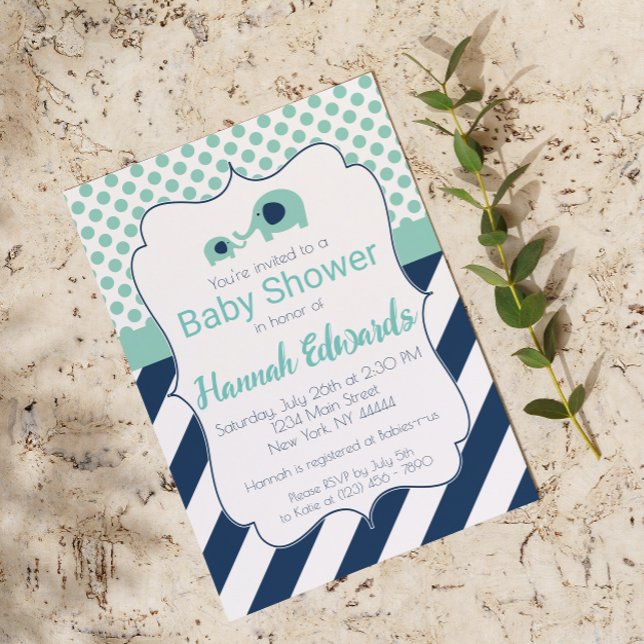 Mãe de Elefante Azul e Convite de Chá de fraldas (Criador carregado)