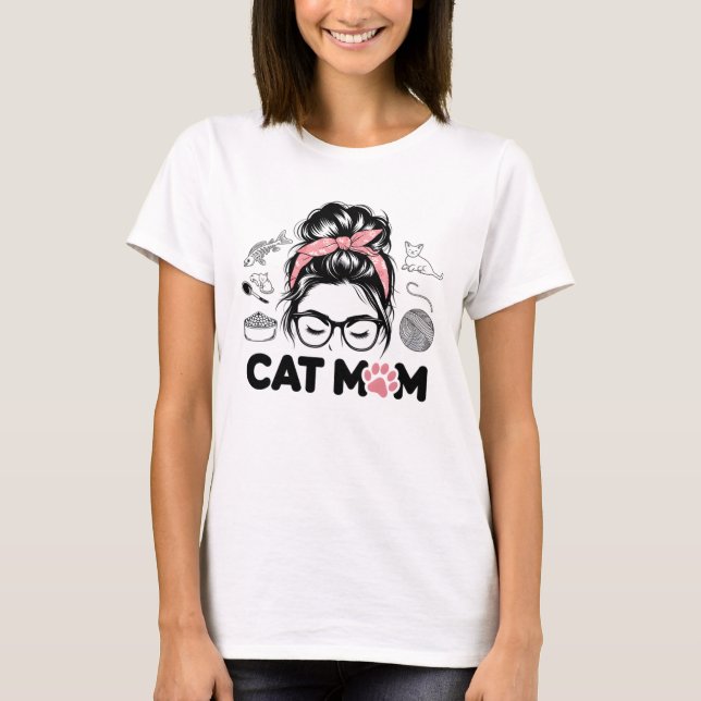 "Mãe de Gato" Camiseta engraçada para amantes de g (Frente)