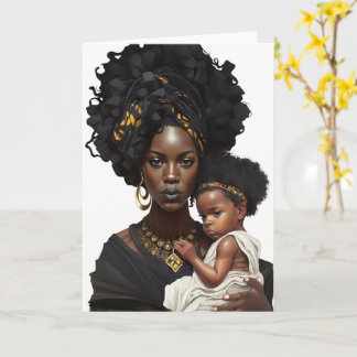 Mãe e bebê afro-americanos, cartão de Dia de as mã