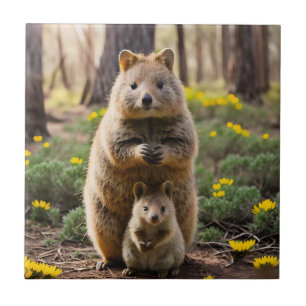 Mãe E Bebê Quokka, Azulejo De Cerâmica