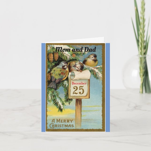 Mãe E Cartão De Natal De Férias De Pai (Frente)