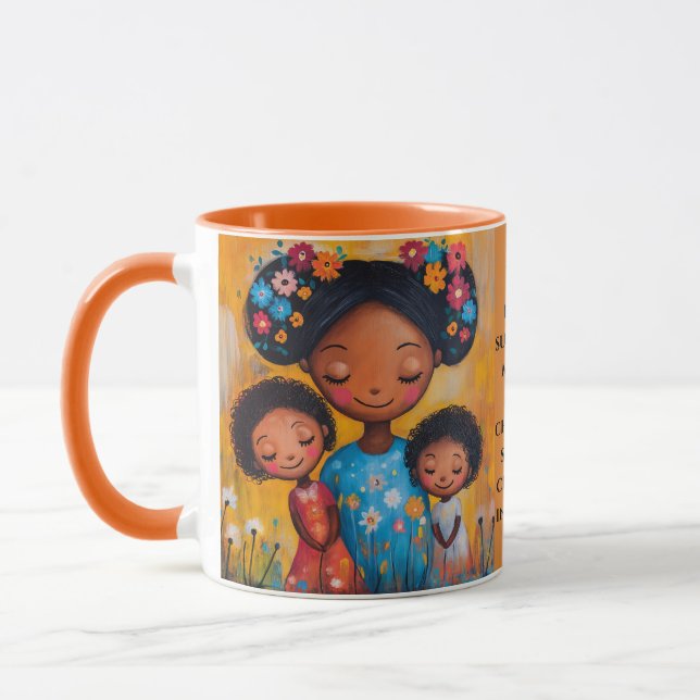 Mãe e Crianças Coloridas Caneca de Jardim Noturno (Esquerda)