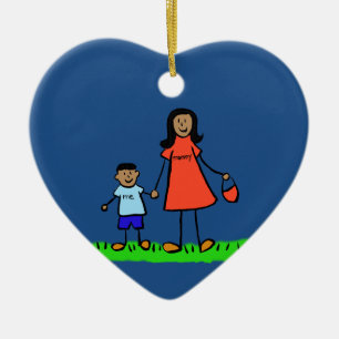 Mãe e Filho Enfeites de Arte Personalizados para F