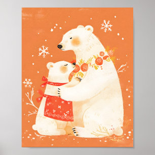 Mãe e Filhote de Urso Polar de Inverno Poster Nórd