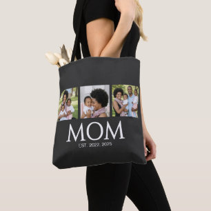 Mãe Estabeleceu Caps Preto 3 Foto Bolsa Tote