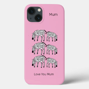 Mãe Feliz e Bonita Zebras do Quênia