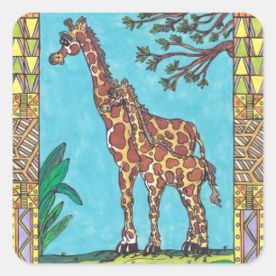 Mãe Girafa e adesivos para bebês