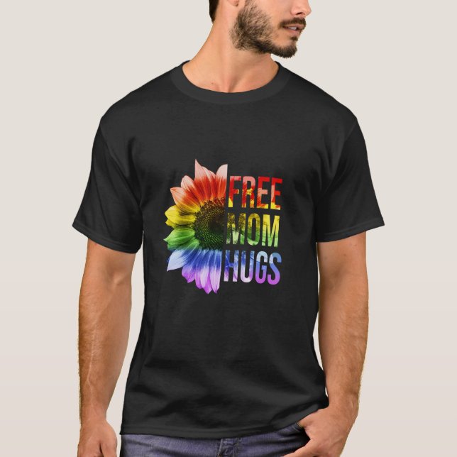 Mãe grátis Abraços Camisa LGBT Girassol (Frente)