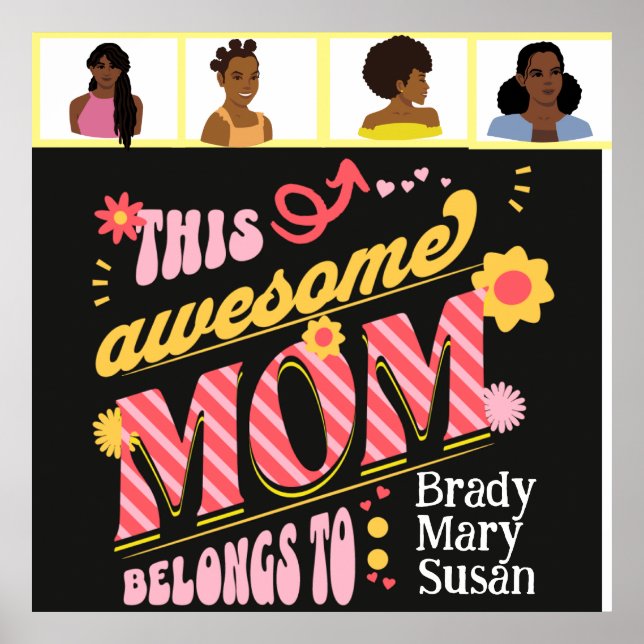 Mãe incrível! Feliz, divertido, poster para a mãe. (Frente)