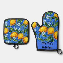 Mãe mãe Cozinha azul e amarelo