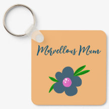 mãe Maravilhosa Boho Indigo Blue Flower Chaveiro