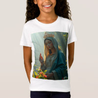 Mãe Mary Rainha da Camiseta da Garota do Céu