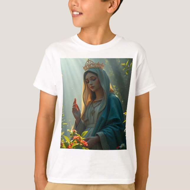 Mãe Mary Rainha da Camiseta do Criança do Céu (Frente)