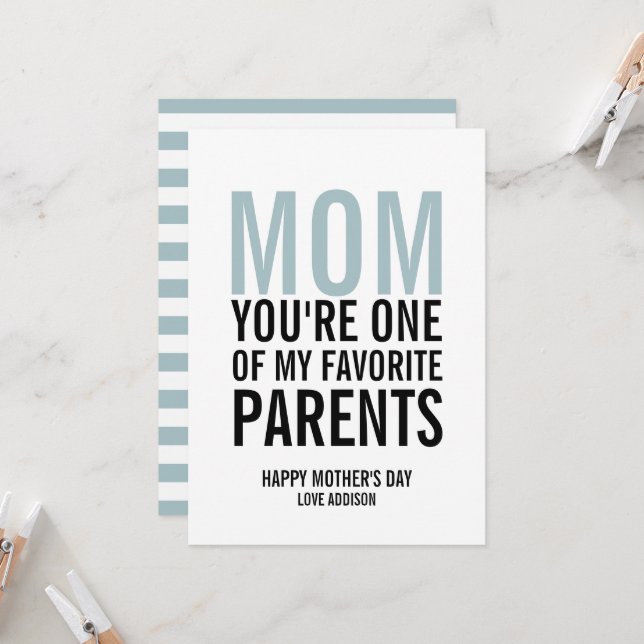 Mãe Meu Cartão de Dia de as mães Pai Favorito (Frente/Verso In Situ)