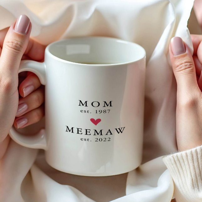 Mãe Moderna | Meemaw Ano de Est. Caneca de Café (Criador carregado)