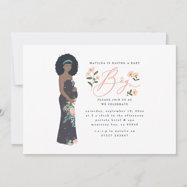 Mãe negra de cabelos escuros para ser um chá de fr (Frente)