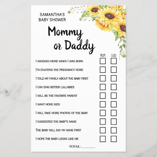 Mãe ou Pai disse que ela disse um cartão de jogo b (Frente)