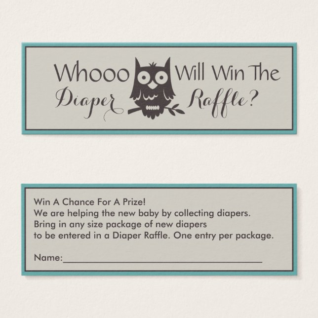 Mãe Para Ser Chá de fraldas Fralda Raffle (Frente & Verso)