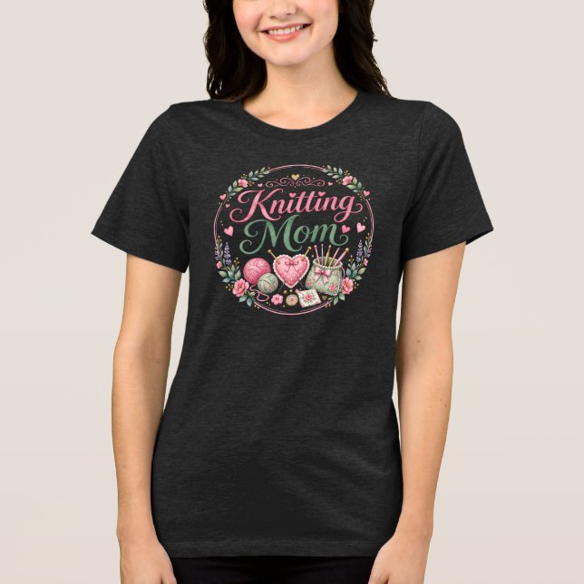 Mãe que Tricota - Camiseta Feminina Tri-blend (Frente)