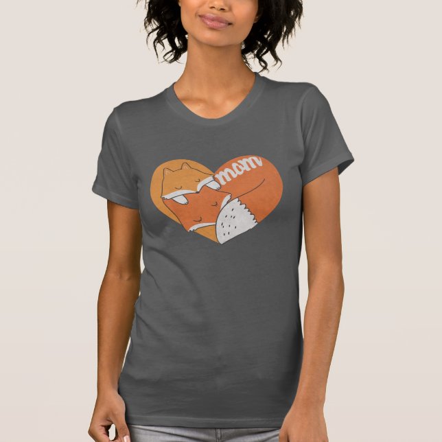 Mãe Raposa e Bebê Raposa Adorável Camiseta (Frente)