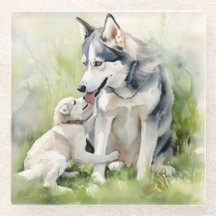 Mãe Siberiana Cachorro Cachorro Mamãe Paint Fundo