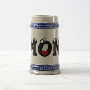 Mãe Texto Branco Preto Coração Vermelho Caneca de 