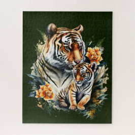 Mãe Tiger com seu Quebra-cabeça de Cubo