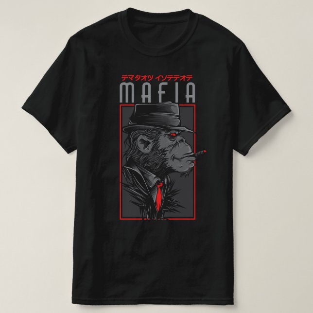 Mafia Monkey Smoking Cigar Graphic T-Shirt | Japan (Frente do Design)