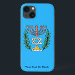 Magen Persa David Menorah<br><div class="desc">Esta imagem foi adaptada de um antigo azulejo judeu persa e apresenta uma menorah com um Magen David (Estrela de David) enquadrado por ramos de oliveira.  As imperfeições da imagem original pintada à mão foram preservadas. Adicione seu próprio texto.</div>