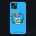 Magen Persa David Menorah<br><div class="desc">Esta imagem foi adaptada de um antigo azulejo judeu persa e apresenta uma menorah com um Magen David (Estrela de David) enquadrado por ramos de oliveira. As imperfeições da imagem original pintada à mão foram preservadas. Adicione seu próprio texto.</div>