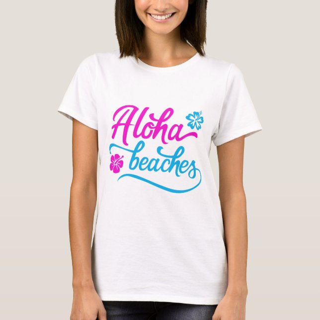 Magenta Aloha Beija T-Shirt de Verão Pun (Frente)