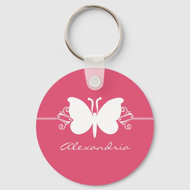 Magenta Borboleta Roda Chaveiro (Frente)
