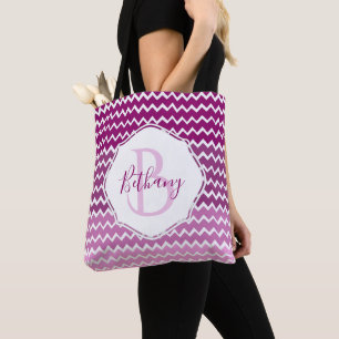Magenta Chevron Personalizado Tote Bag