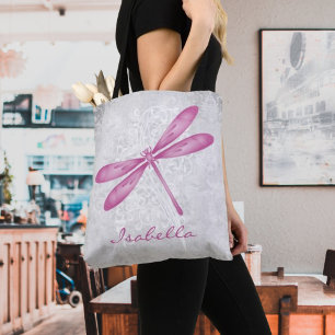 Magenta Dragonfly Personalizada Tote Bag