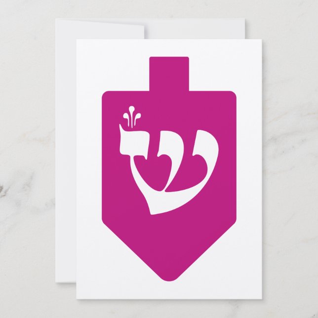 Magenta Dreidel para Chanukah com a letra Shin (Frente)