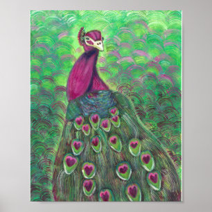 Magenta e Teal Peacock impressão 