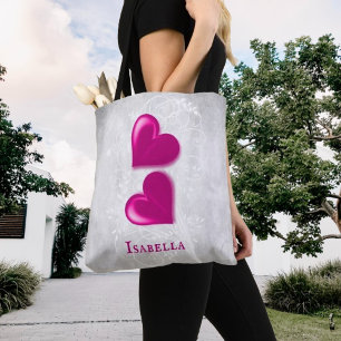 Magenta Hearts Personalizados Tote Bag